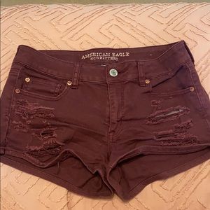 American Eagle maroon jean shorts
